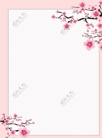 粉色桃花信纸背景图图片