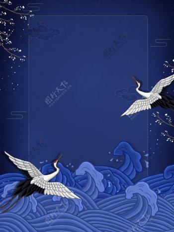 中国风仙鹤背景图片