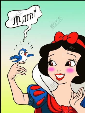 白雪公主小鸟唱歌图片