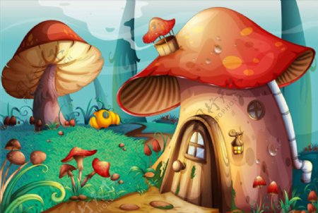 蘑菇墙画图片