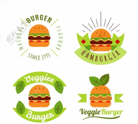 素食汉堡包标志图片