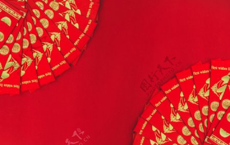 新年红色红包复古背景海报素材图片