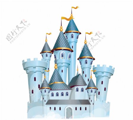 蓝色卡通城堡图片