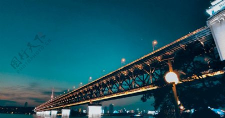 夜晚大桥建筑背景海报素材图片