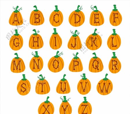 橙色南瓜字母图片