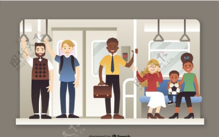 创意乘坐地铁的人物图片