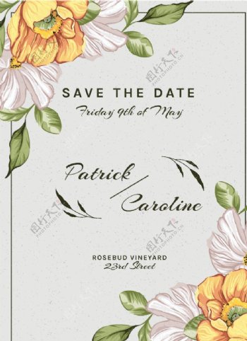 婚礼花卉装饰卡片图片