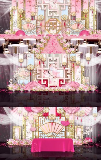 粉色中国风大气婚礼图片