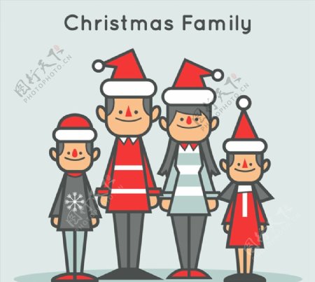 卡通圣诞家庭矢量图片