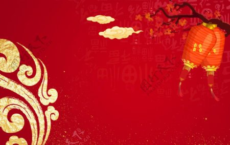 中国红传统花纹新年背景图片