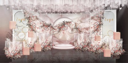 粉色花朵婚礼背景图片