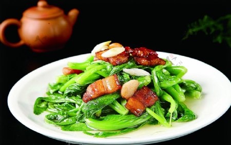 南北热菜煸肉炝芥菜苗图片