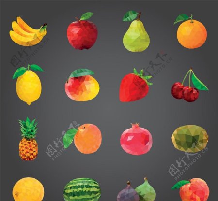 色块层叠水果图片