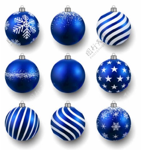 蓝色圣诞小球图片