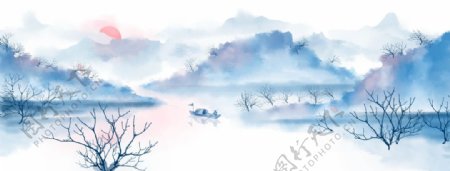 中国风手绘水墨风景图片