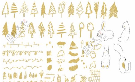 北欧手绘小清新树木图片