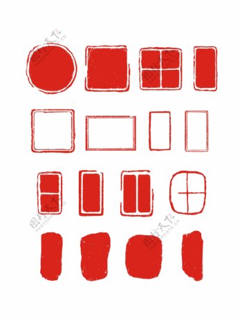 印章国红色印章印泥元素模板图片