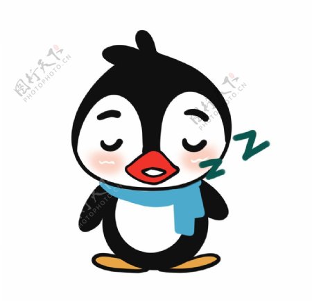 企鹅睡觉插画图片