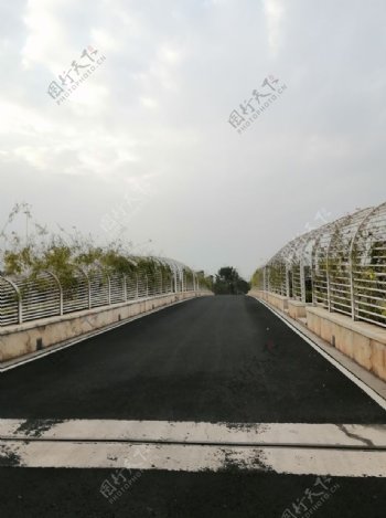 有铁护栏的桥上公路图片