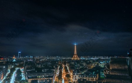 俯拍城市夜景图片